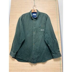 Bleach Mens XL Forest Green Cotton Twill Button Down Long Sleeve Work Shirt